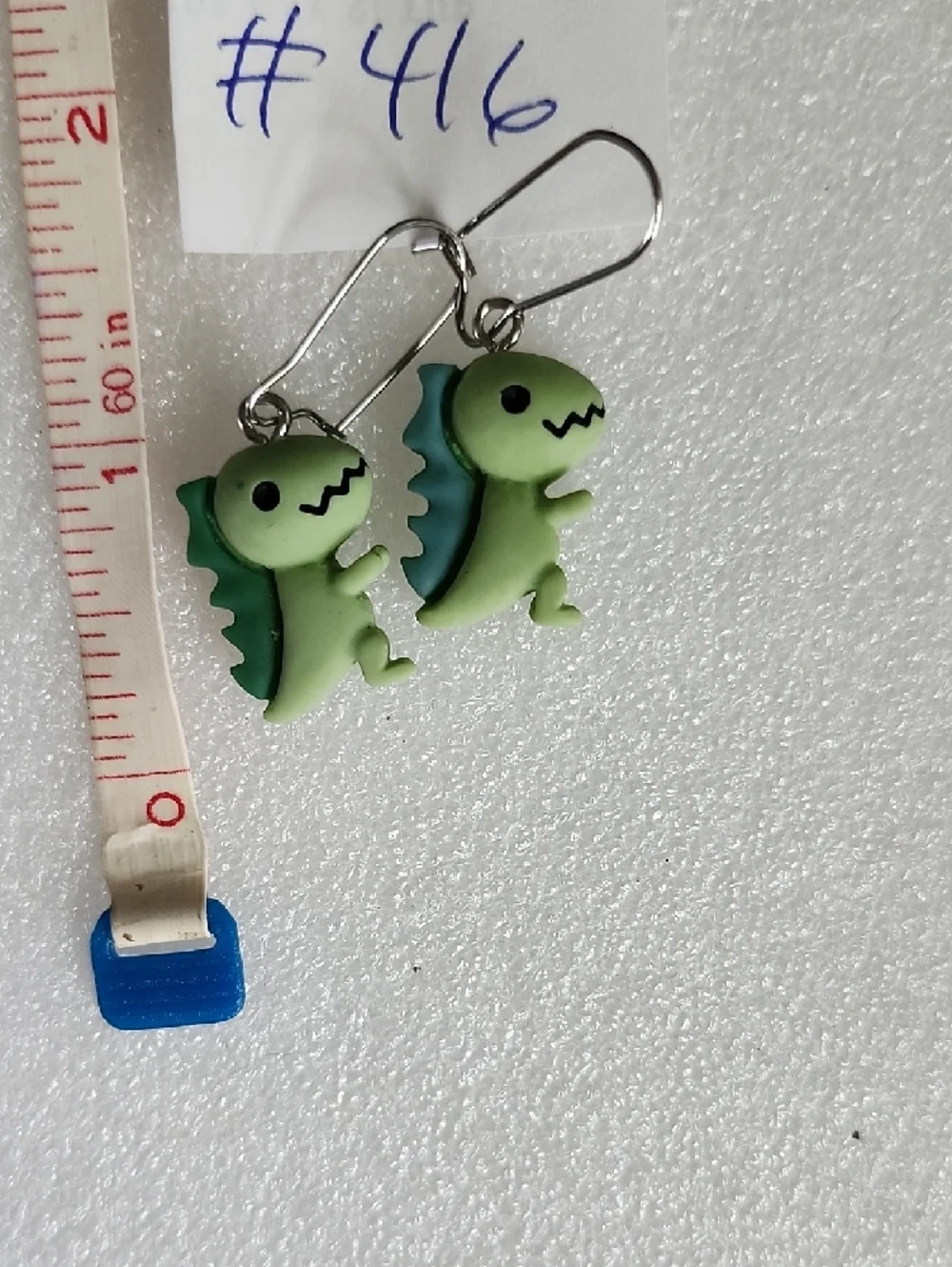 Hand Crafted Green Dino Drop Earrings